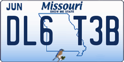 MO license plate DL6T3B