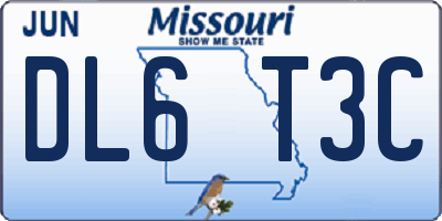 MO license plate DL6T3C