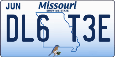 MO license plate DL6T3E