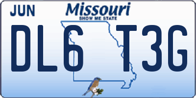 MO license plate DL6T3G