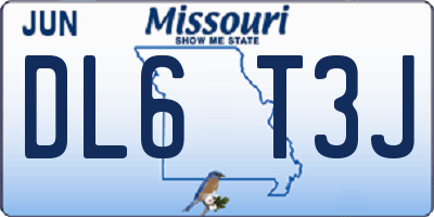 MO license plate DL6T3J