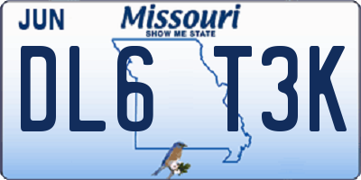 MO license plate DL6T3K