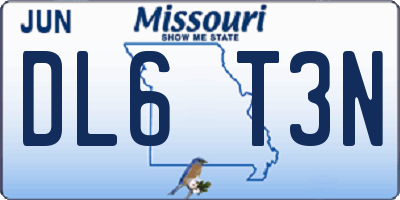 MO license plate DL6T3N