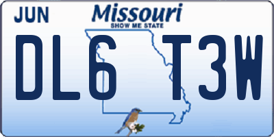 MO license plate DL6T3W
