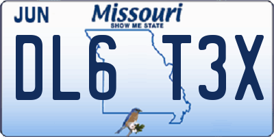 MO license plate DL6T3X