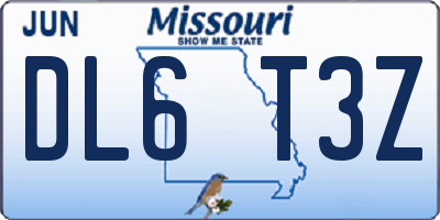MO license plate DL6T3Z