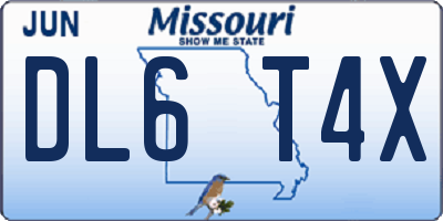 MO license plate DL6T4X