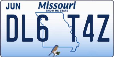 MO license plate DL6T4Z