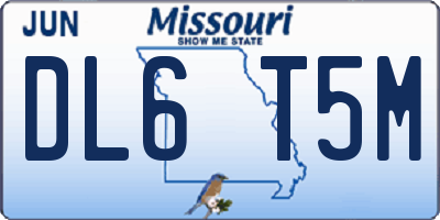 MO license plate DL6T5M