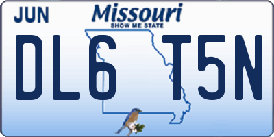 MO license plate DL6T5N