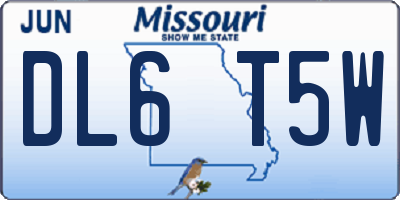 MO license plate DL6T5W