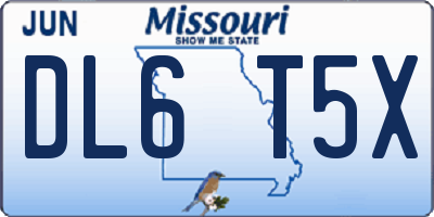 MO license plate DL6T5X