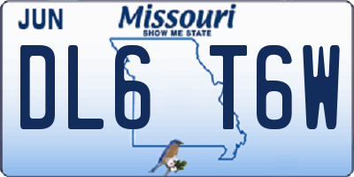 MO license plate DL6T6W