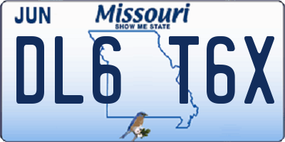 MO license plate DL6T6X