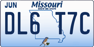 MO license plate DL6T7C