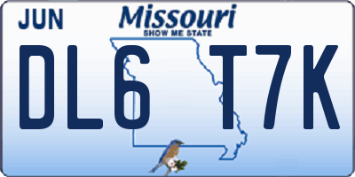 MO license plate DL6T7K