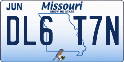 MO license plate DL6T7N