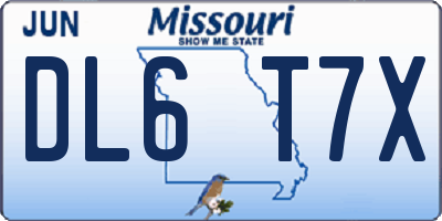 MO license plate DL6T7X