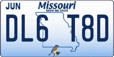 MO license plate DL6T8D