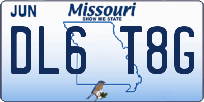 MO license plate DL6T8G