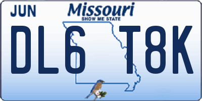MO license plate DL6T8K