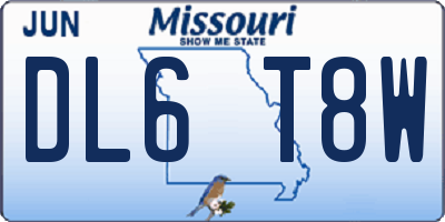 MO license plate DL6T8W