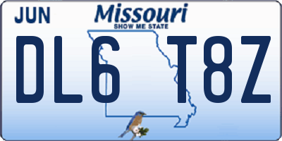 MO license plate DL6T8Z