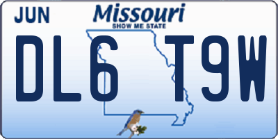MO license plate DL6T9W