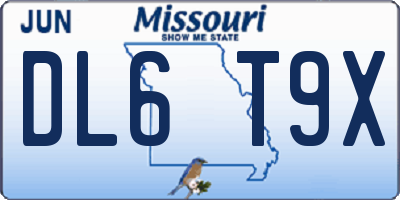 MO license plate DL6T9X