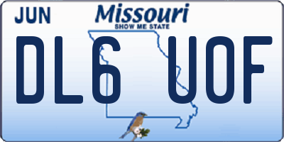 MO license plate DL6U0F