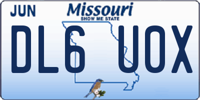 MO license plate DL6U0X