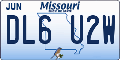 MO license plate DL6U2W