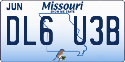 MO license plate DL6U3B