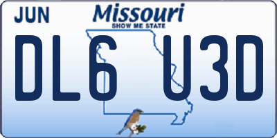 MO license plate DL6U3D