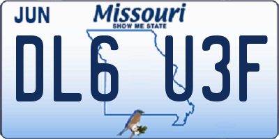 MO license plate DL6U3F