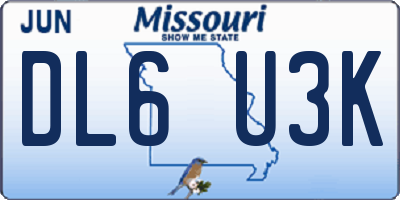 MO license plate DL6U3K