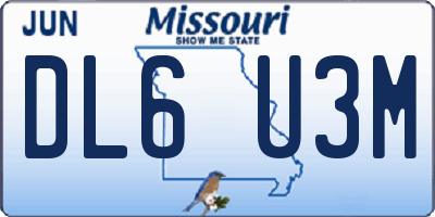 MO license plate DL6U3M
