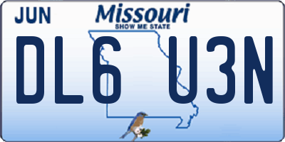 MO license plate DL6U3N