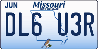 MO license plate DL6U3R