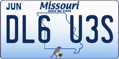 MO license plate DL6U3S