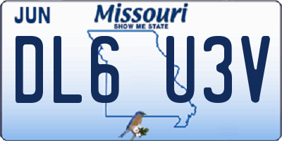 MO license plate DL6U3V
