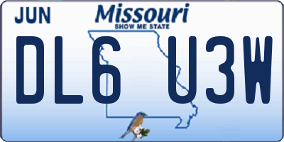 MO license plate DL6U3W