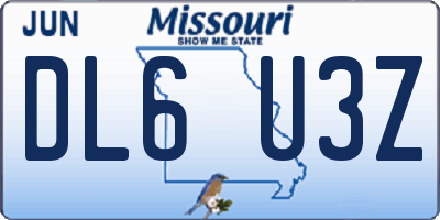 MO license plate DL6U3Z