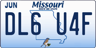 MO license plate DL6U4F