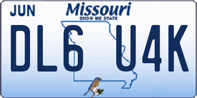 MO license plate DL6U4K