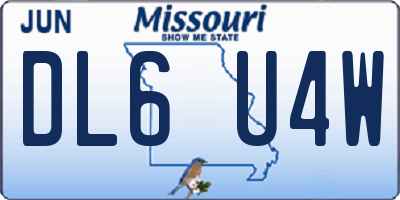 MO license plate DL6U4W