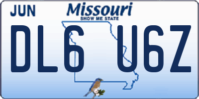 MO license plate DL6U6Z