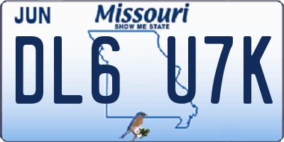 MO license plate DL6U7K