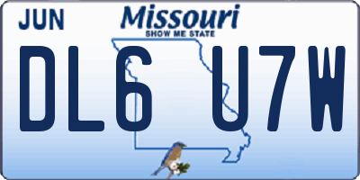 MO license plate DL6U7W