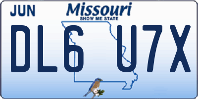 MO license plate DL6U7X